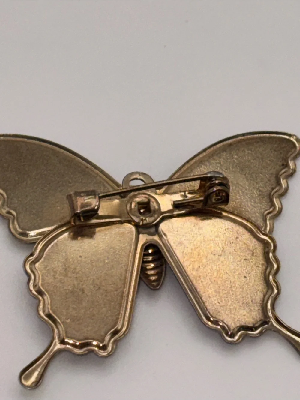 Vintage Butterfly Brooch Pendant Confetti Foil Enamel Gold Tone Jewelry